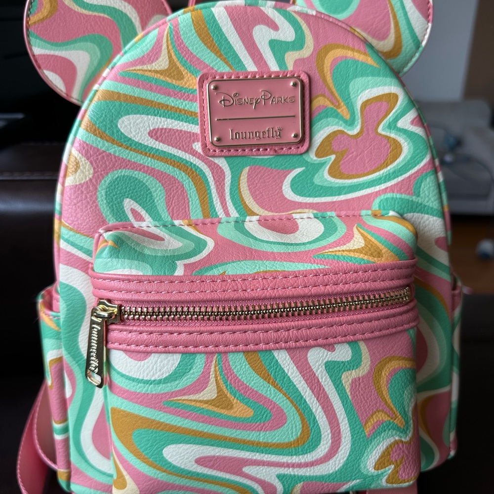 Disney Pink and Green Swirl Bag with Structured Design